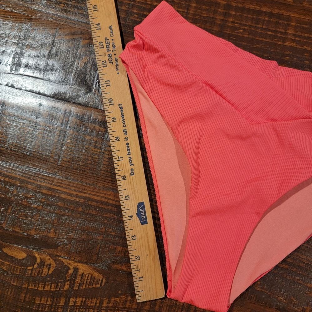 Victoria's Secret Pink Swim V Crossover High Waist Cheeky Bikini Sz Large Coral - Picture 5 of 9